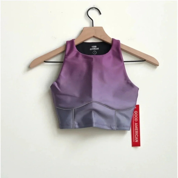 New Good American Electric Feel Ombre Contour Bra top sunset halter Racerback - Picture 6 of 16